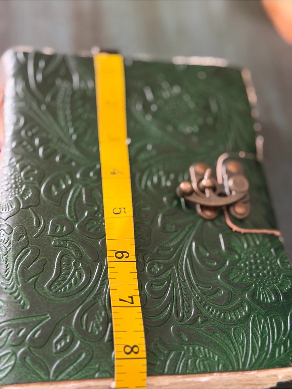 Handmade Green Leather Journal, Antique Deckle Edge Paper - Picture 8 of 14